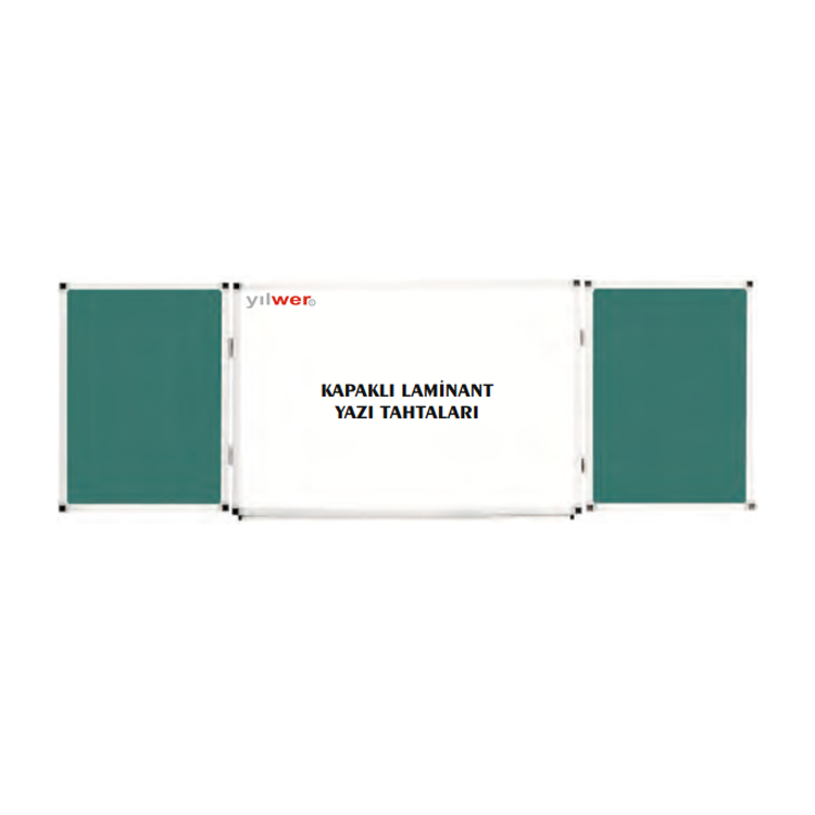 120x150 cm Yeşil-Beyaz Kapaklı Laminat Yazı Tahtası 